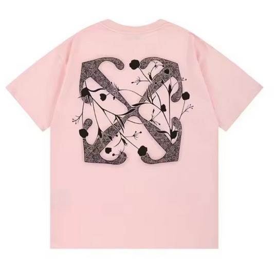Off-white Flower Arrow Printed Cotton Pink