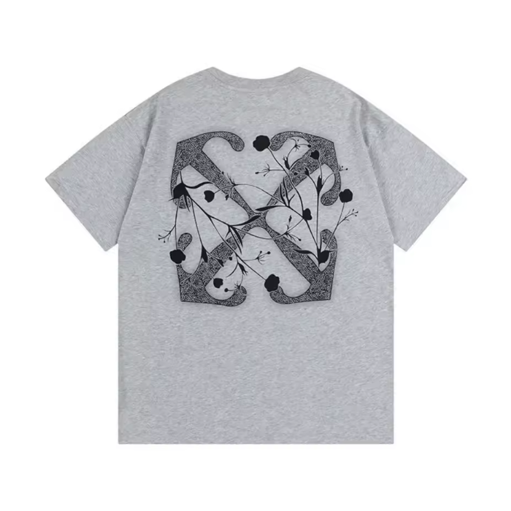 Off-white Flower Arrow Printed Cotton Grey