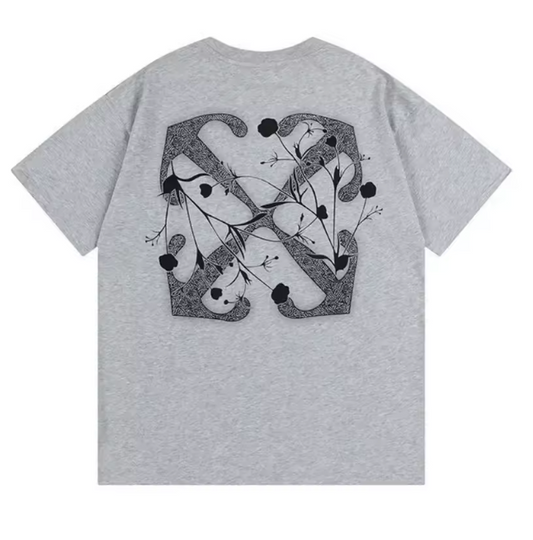 Off-white Flower Arrow Printed Cotton Grey