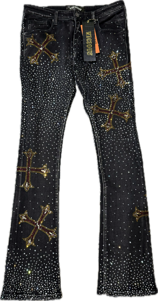 STACKED RHINESTONE Black