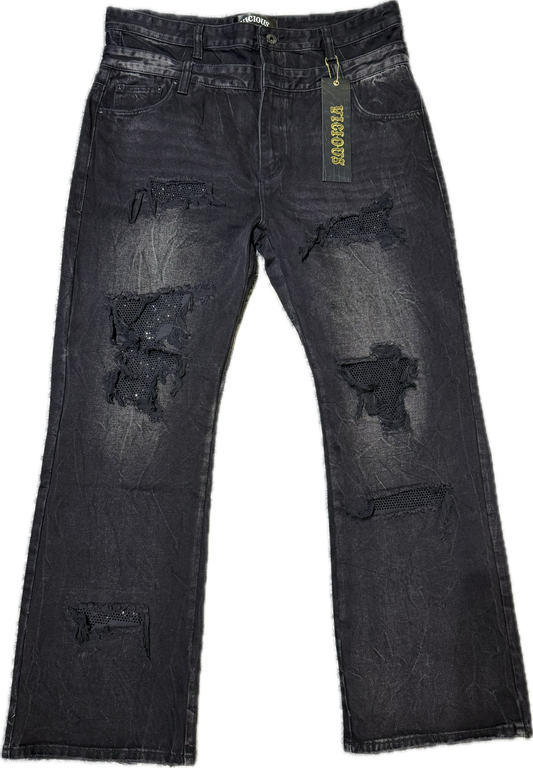 Double Layer Jeans Black