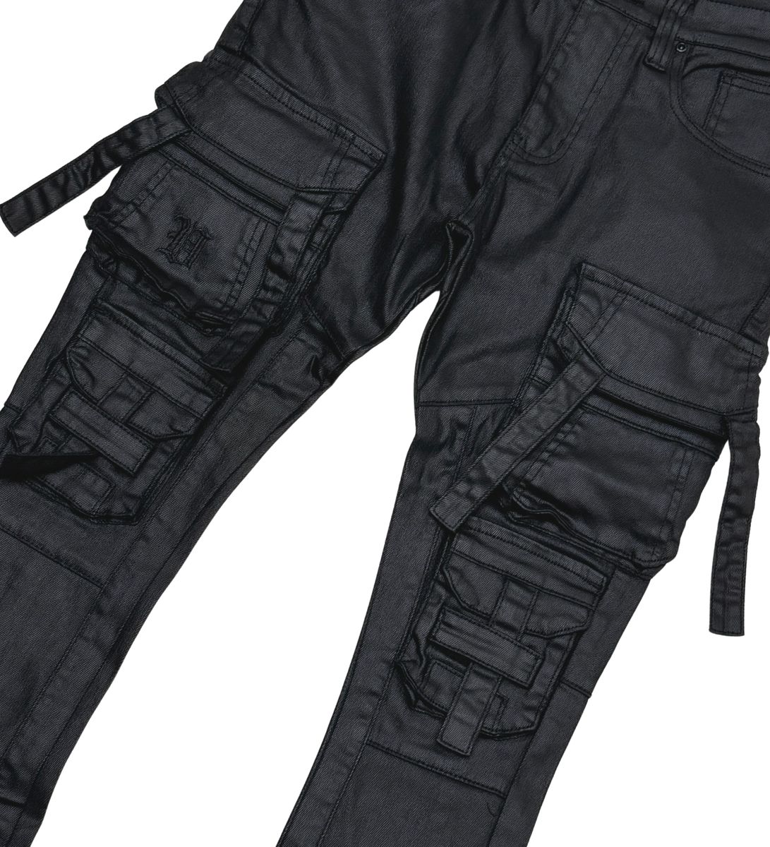 COATED MULTI CARGO STACK DENIM