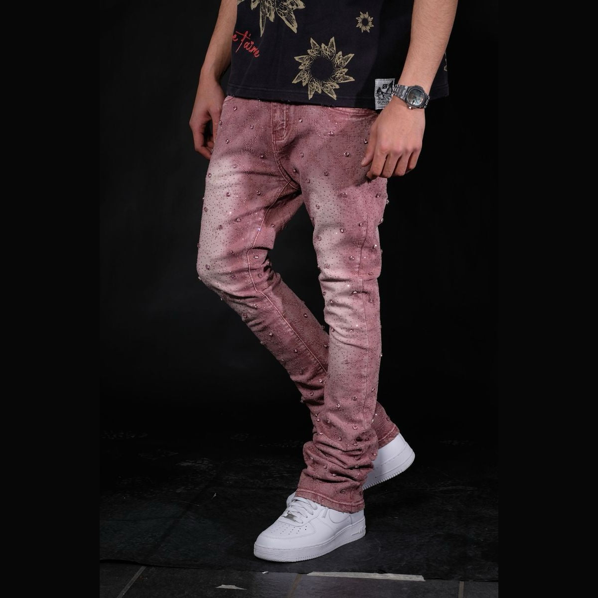 EMBELLISHED FLARED DENIM