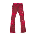 DIRTY WASH MULTI CARGO FLARE JEANS W/ ZIPPER DETAILS