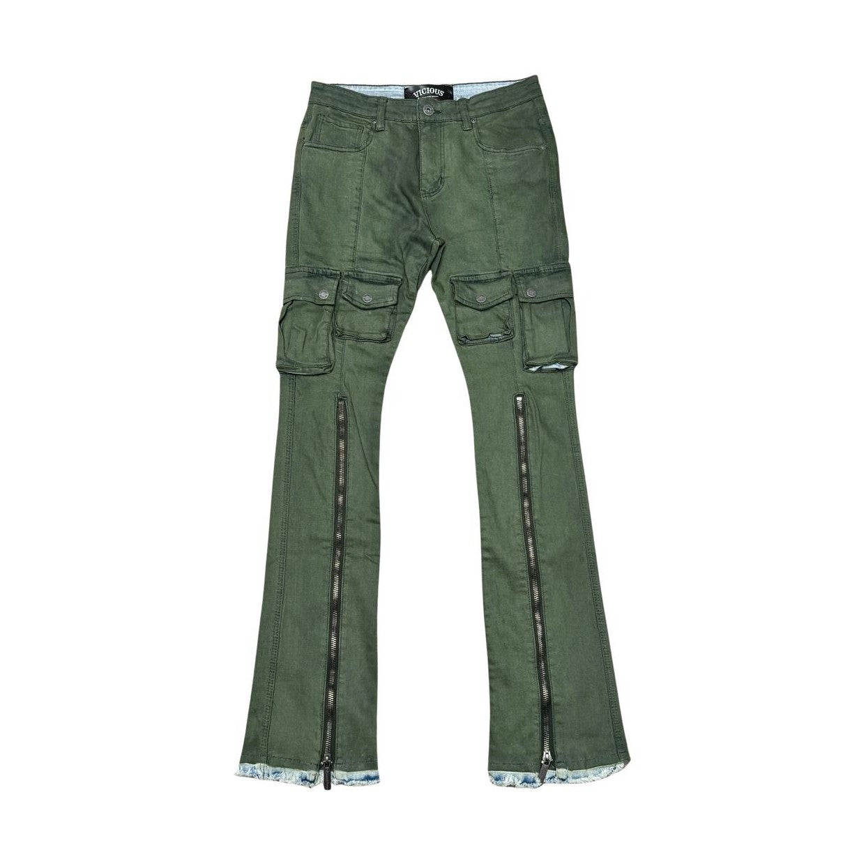 MULTI FRONT CARGO FLARE FIT DENIM