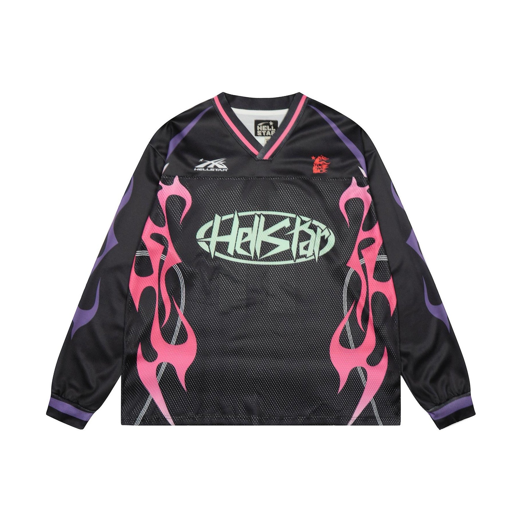 Hellstar Pink and Purple Flame  Mesh Long Sleeve Tee