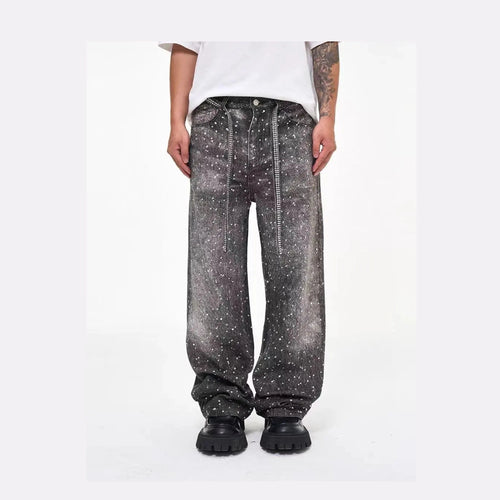 Black Icon Rhinestone Jean Black