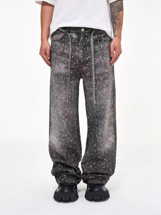 Black Icon Rhinestone Jean Black