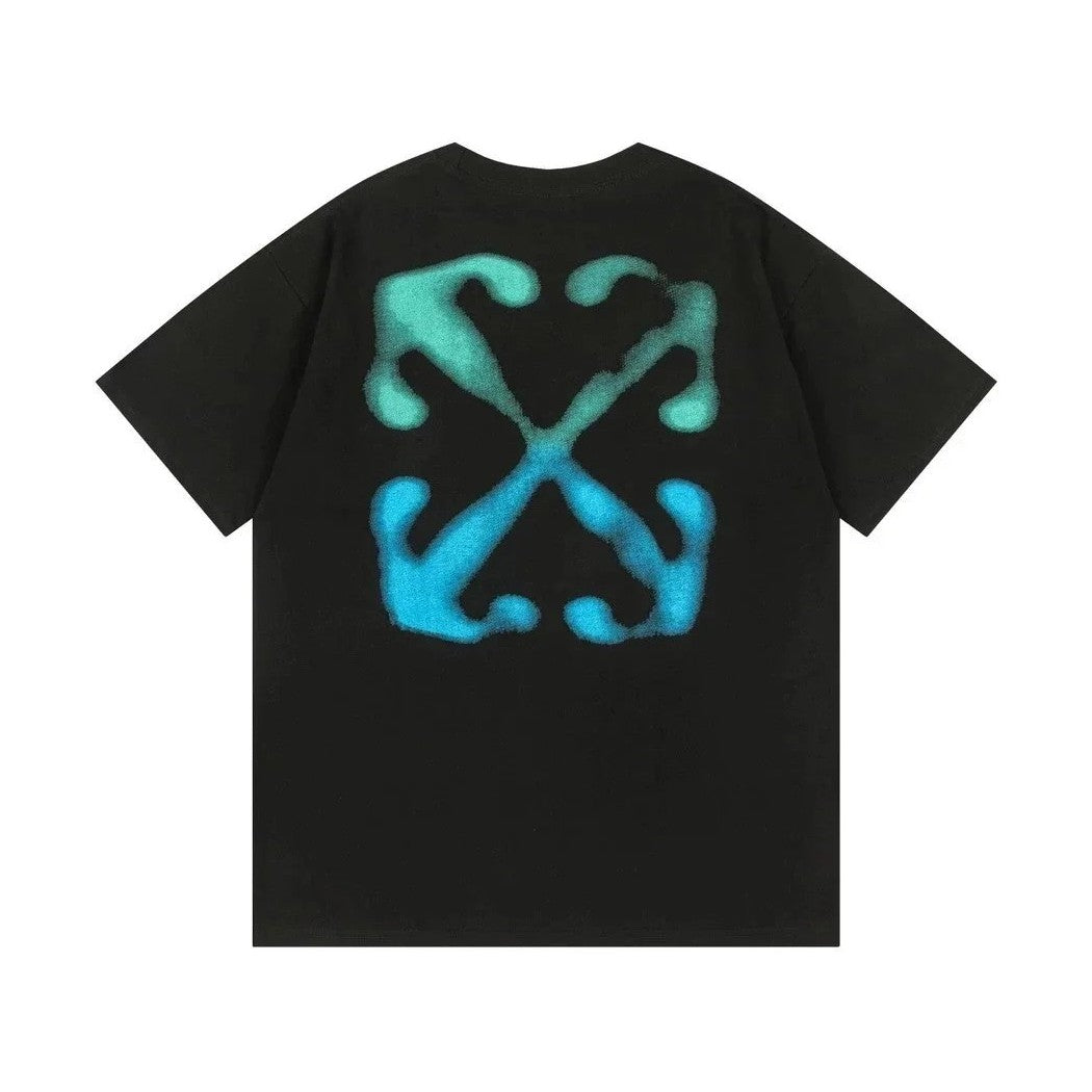 Off-White Green/Blue Logo Black Tee
