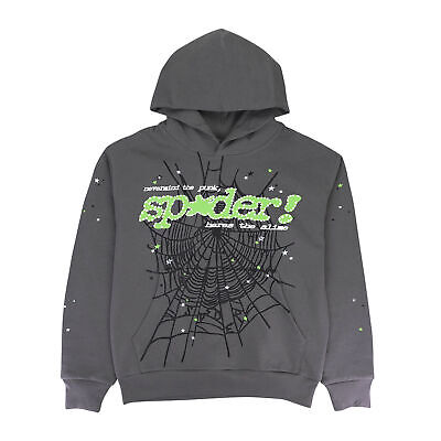 SP5DER STAR WEB GREY/GREEN HOODIE