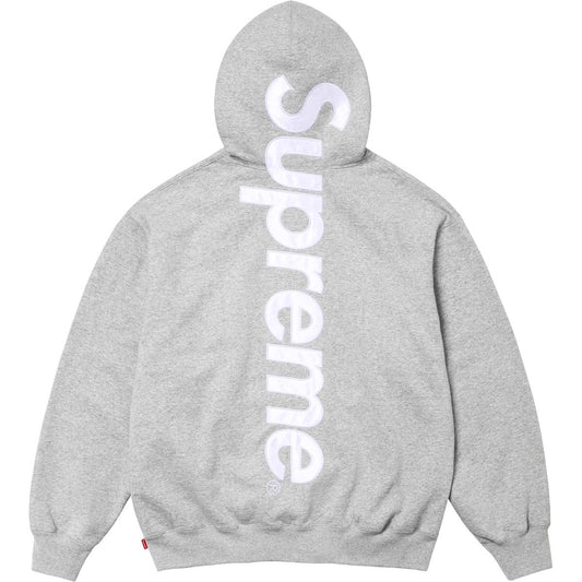 Supreme Satin Appliqué Hooded Sweatshirt Grey