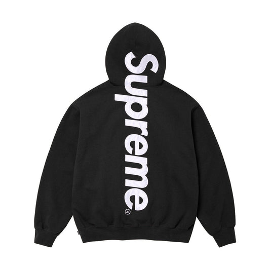 Supreme Satin Appliqué Hooded Sweatshirt Black